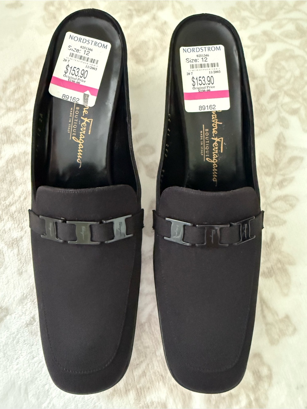 Vintage Salvatore Ferragamo Canvas Gancini Vara Bow Mules Size 12 AA - Picture 2 of 14